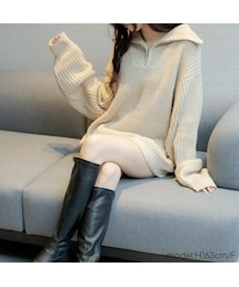 OLUPIC | 【SHOPLIST限定】ハーフZIPボリュームスリーブニット(ニット/セーター)