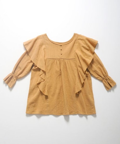 Crisp（クリスプ）の「2wayラッフルチュニック[c1R3004]（シャツ/ブラウス・レディース・イエロー/ホワイト・FREE）」の4枚目の写真