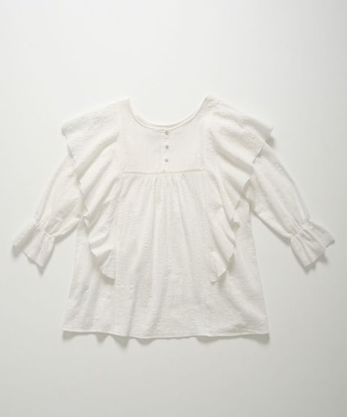 Crisp（クリスプ）の「2wayラッフルチュニック[c1R3004]（シャツ/ブラウス・レディース・イエロー/ホワイト・FREE）」の3枚目の写真