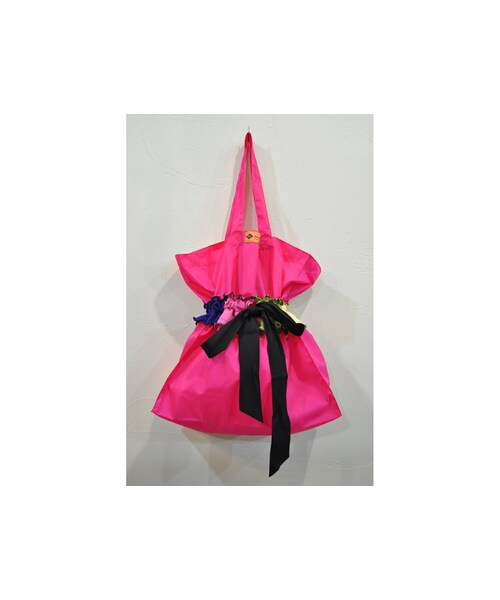 RehersalL（リハーズオール）の「ナイロンニットフリルトートバッグ（トートバッグ・レディース・オレンジ/ピンク/グリーン/ブルー/ブラック/イエロー・one）」の6枚目の写真