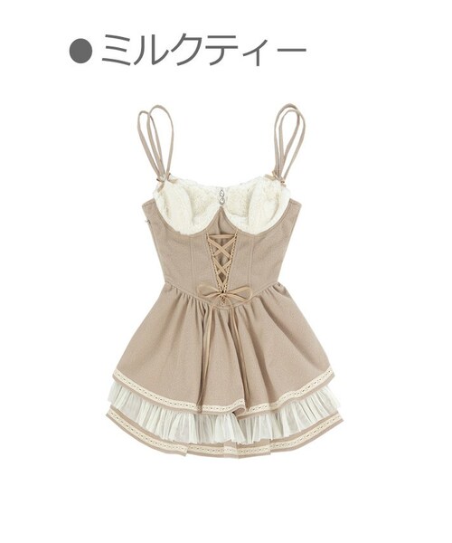 Bobon21(ボボンニジュウイチ)の「バレリーナ風キャミフレアドレス-全2色-(ワンピース・レディース・ホワイト/ブラウン・S/M/L)」の2枚目の写真