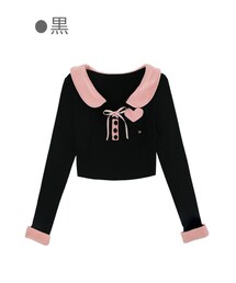 Bobon21 | 異素材MIXスリム見えショート丈トップス-全３色-(シャツ/ブラウス)