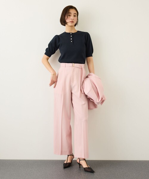 ROPE'（ロペ）の「前後2WAY 5分袖ニットプルオーバー/イージーケア（ニット/セーター・レディース・ブラック/ネイビー/ラベンダー/レッド・F）」の14枚目の写真