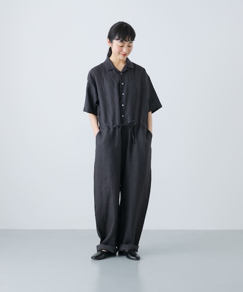 かぐれ（カグレ）の「リネンハーフスリーブオールインワン（サロペット/オーバーオール・レディース・BLACK/GREGE/CHARCOAL・FREE）」の22枚目の写真