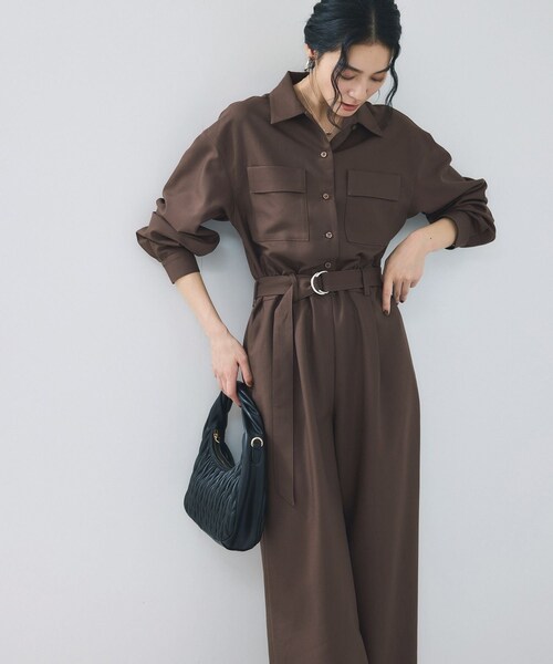 VIS（ビス）の「ポケットディテールジャンプスーツ（つなぎ/オールインワン・レディース・ブラック/ダークブラウン・F）」の2枚目の写真