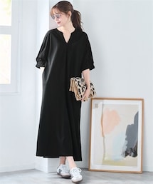 nissen | ＜大きいサイズ＞美ラクRUタッチキーネックワンピース（接触冷感・抗菌防臭・UVカット・遮熱）(ワンピース)