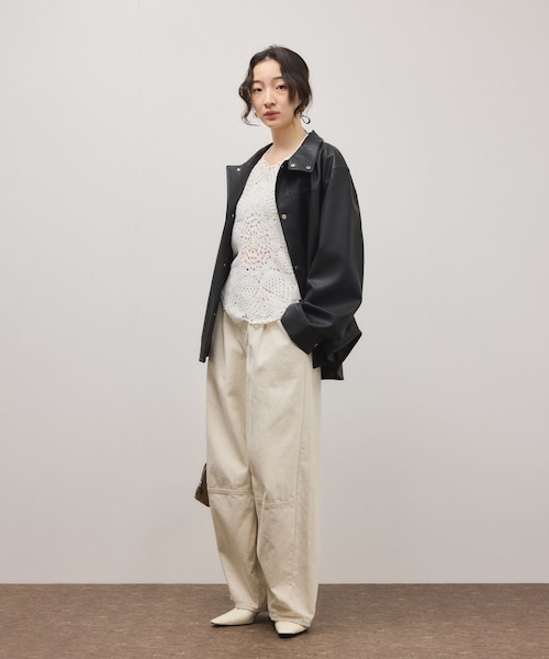 ADAM ET ROPE'(アダムエロペ)の「コットンリネンカーヴィーパンツ(その他パンツ・レディース・ブラック/キナリ・36/38)」の10枚目の写真