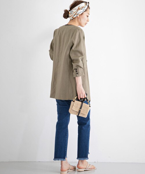 URBAN RESEARCH Sonny Label（アーバンリサーチサニーレーベル）の「リネンノーカラージャケット（ノーカラージャケット・レディース・エクリュ/ネイビー/グレージュ・FREE/Free）」の13枚目の写真