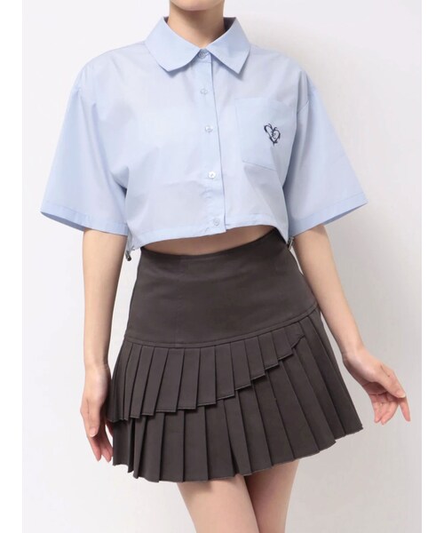 EVRIS（エヴリス）の「ワンポイントショートシャツ（シャツ/ブラウス・レディース・ホワイト/ブルー・F）」の6枚目の写真