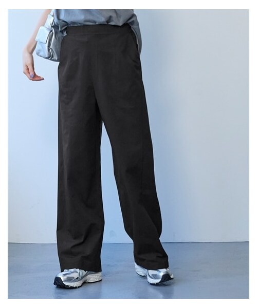 nissen（ニッセン）の「＜大きいサイズ＞２４時間ずっと快適かるスルーメッシュワイド切替パンツ（吸汗速乾・イージーケア・ＵＶカット）（セットアップ可能）（パンツ・レディース・黒/ミッドナイトネイビー/カーキ/モカ・L/LL/3L/4L/5L/6L/8L/10L）」の8枚目の写真