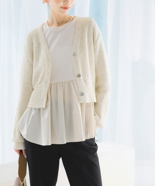 URBAN RESEARCH ROSSO（アーバンリサーチロッソ）の「ペプラムドッキングプルオーバー（Tシャツ/カットソー・レディース・IVORY/BLACK・FREE）」の5枚目の写真