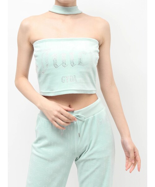 GYDA(ジェイダ)の「GYDA×Juicy Couture GG JC Emboss Big Bling Velour Bustier(キャミソール・レディース・ブラック/ピンク/ミントグリーン・F)」の4枚目の写真