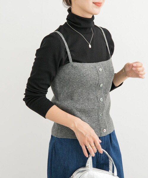 URBAN RESEARCH DOORS(アーバンリサーチドアーズ)の「リブニットビスチェ(その他トップス・レディース・杢CHARCOAL/BEIGE・M)」の3枚目の写真