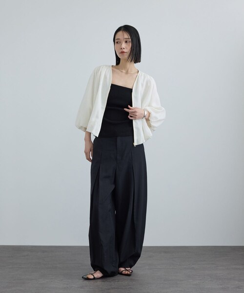 ADAM ET ROPE'(アダムエロペ)の「【WEB限定】ラスターラミーカルゼブルゾン(ブルゾン・レディース・オフホワイト/ダークブラウン・F)」の8枚目の写真