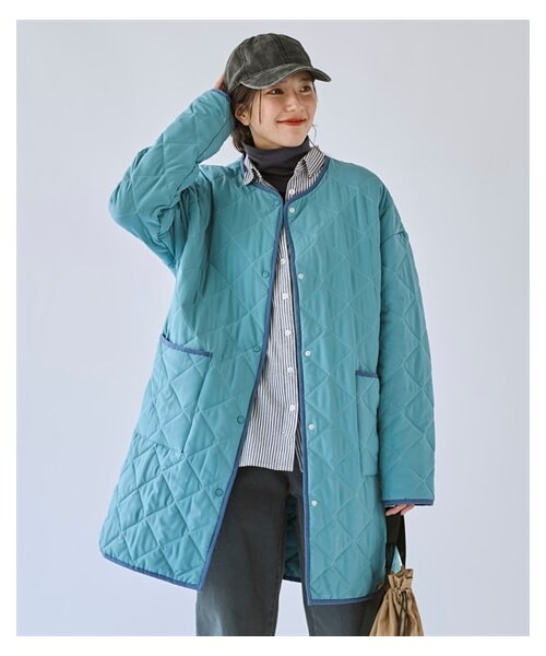 nissen（ニッセン）の「大きいサイズ 伸びるキルティングアウター（はっ水）（ジャケット/アウター・レディース・キャメル/黒/ネイビー/ターコイズブルー・L/LL/3L/4L/5L/6L/8L/10L）」の8枚目の写真