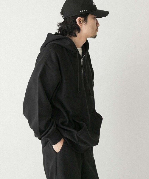 EKAL（エカル）の「QUICK DRY ハーフジップフーディー（スウェット・メンズ・グレー/ブラック・M/L）」の10枚目の写真