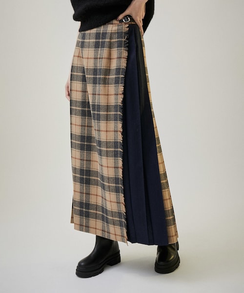 O'NEIL of DUBLIN for SALON】別注2カラーキルトチェックプリーツスカート