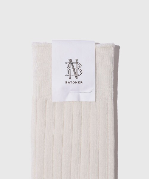 ADAM ET ROPE'(アダムエロペ)の「【BATONER/バトナー】COTTON WOOL CORDURA LONG SOCKS(ソックス/靴下・メンズ・ブラック/ホワイト・F)」の4枚目の写真