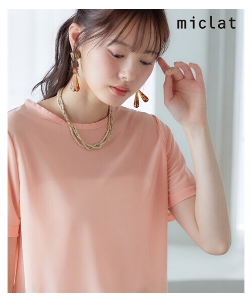 nissen（ニッセン）の「大きいサイズ　シアートップス　miclat（Tシャツ/カットソー・レディース・オレンジ/パープル/ホワイト・L/LL/3L/4L/5L/6L/8L/10L）」の3枚目の写真