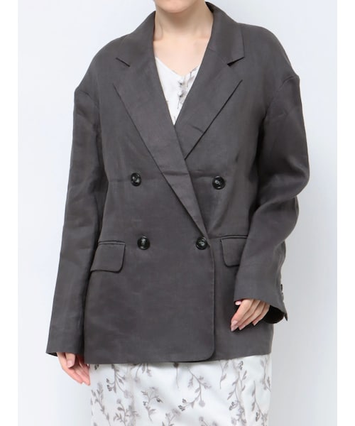 MERCURYDUO（マーキュリーデュオ）の「リネンジャケット（テーラードジャケット・レディース・チャコールグレー/ブラウン/ベージュ・S/M）」の4枚目の写真