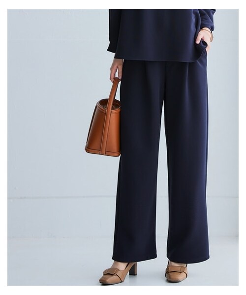 nissen（ニッセン）の「しわになりにくいキレイ目リップルセミワイドストレートパンツ（抗菌防臭・防しわ）（セットアップ可能）＜大きいサイズ有＞（スラックス・レディース・グレー/ブラウン/ネイビー・S/M/L/LL/3L/4L/5L/6L/8L/10L）」の6枚目の写真