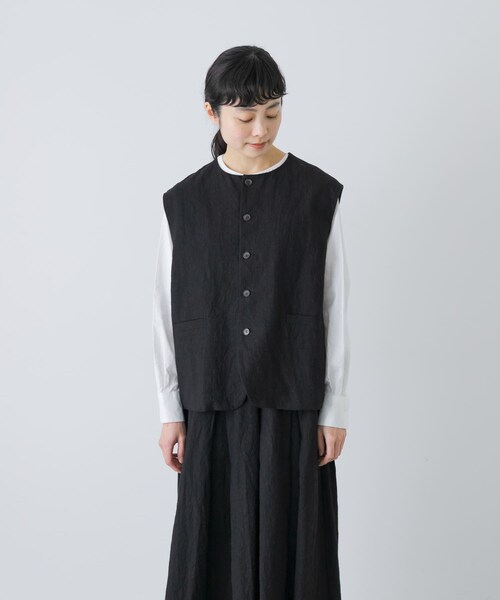 かぐれ(カグレ)の「リネンコットンワイドベスト(ベスト・レディース・BLACK・Free)」の5枚目の写真