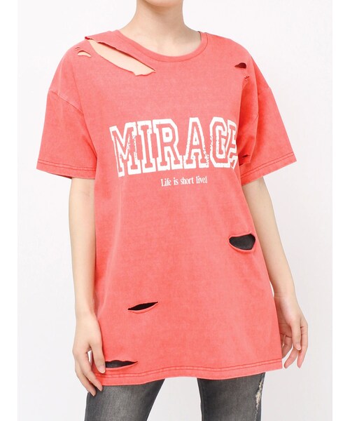 EVRIS（エヴリス）の「カットダメージBIG Tシャツ（Tシャツ/カットソー・レディース・グレー/レッド/ホワイト・F）」の7枚目の写真