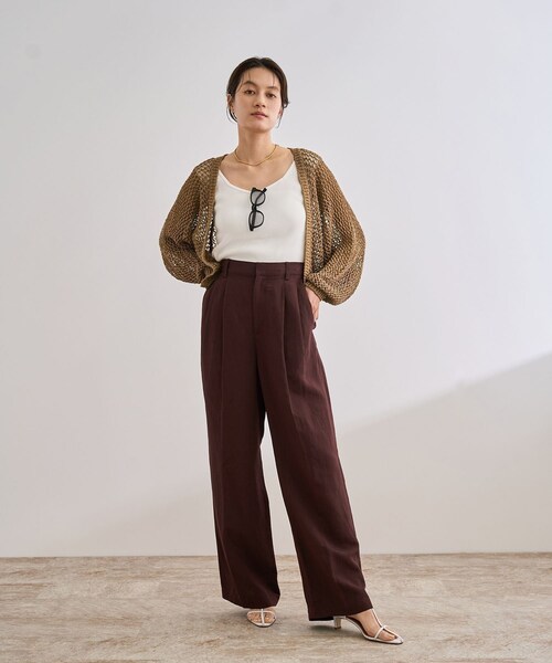 ROPE'（ロペ）の「【洗える】テープヤーンメッシュニットボレロ（カーディガン/ボレロ・レディース・ブラック/ベージュ・F）」の4枚目の写真