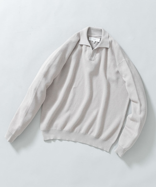 URBAN RESEARCH ROSSO（アーバンリサーチロッソ）の「『WEB限定』変形カノコスキッパーニットポロ（ニット/セーター・メンズ・BLACK/NAVY/LIGHT GRAY・M/L）」の2枚目の写真
