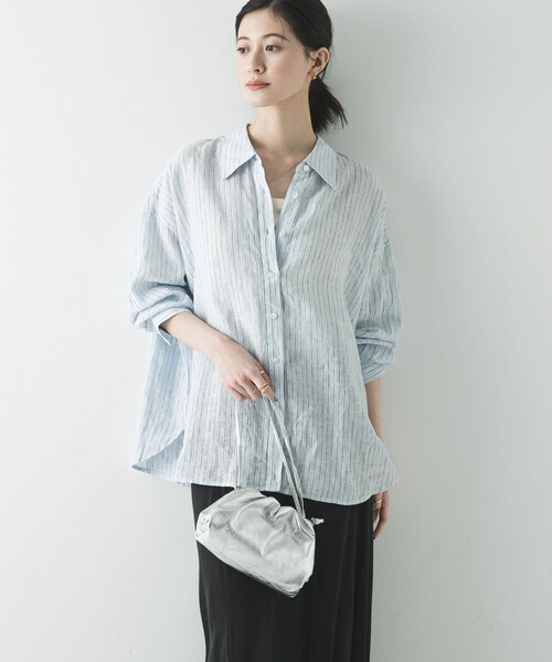 URBAN RESEARCH(アーバンリサーチ)の「リネン2WAYシャツ(シャツ/ブラウス・レディース・PINKSTRIPE/BROWN/BEIGE/BLUESTRIPE/WHITE/BEG STRIPE・Free)」の5枚目の写真