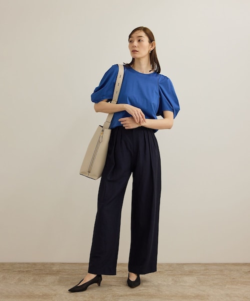 ROPE'(ロペ)の「【洗える】クリア天竺ボリュームスリーブプルオーバー【お仕事・通勤対応】(Tシャツ/カットソー・レディース・ブラック/ホワイト/カーキ/ブルー・F)」の19枚目の写真