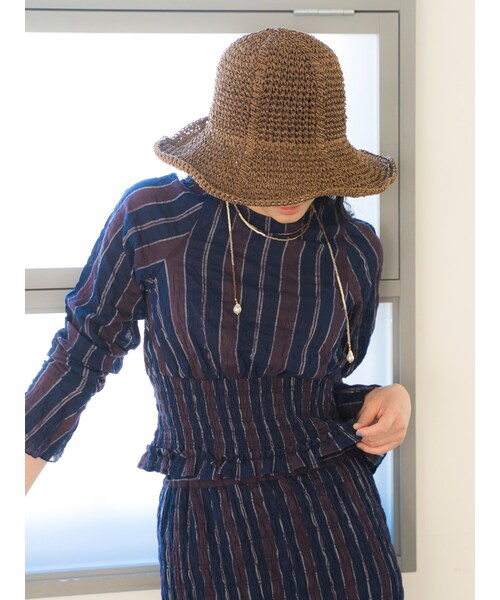 Ungrid（アングリッド）の「雑材デザインハット（ハット・レディース・ブラウン/ベージュ/カーキ・F）」の2枚目の写真