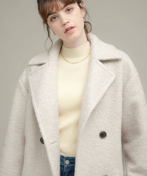 URBAN RESEARCH Sonny Label（アーバンリサーチサニーレーベル）の「ウールライクカーリーシャギーコクーンコート（テーラードジャケット・レディース・エクリュ/グレー/チャコール・FREE）」の5枚目の写真