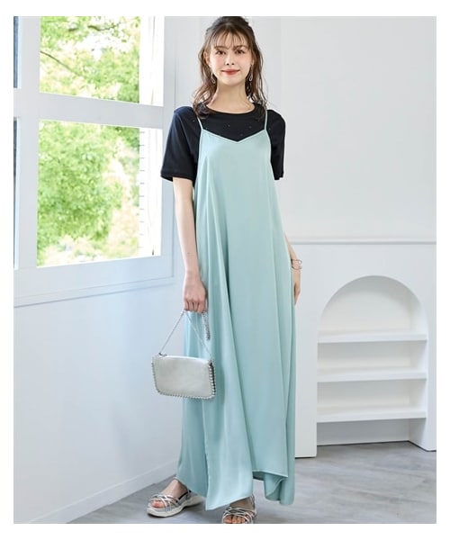 nissen（ニッセン）の「大きいサイズ サテンキャミワンピース（ワンピース・レディース・グレイッシュラベンダー/ネイビー/ミントグリーン・L~LL相当/3L~4L相当/5L~6L相当/8L相当/10L相当）」の6枚目の写真