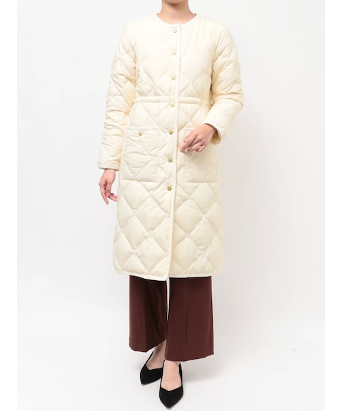 TONAL(トーナル)の「TAIONコラボノーカラーロングダウンコート(ダウンジャケット/コート・レディース・アイボリー/ネイビー/ブラウン・S/M)」の1枚目の写真