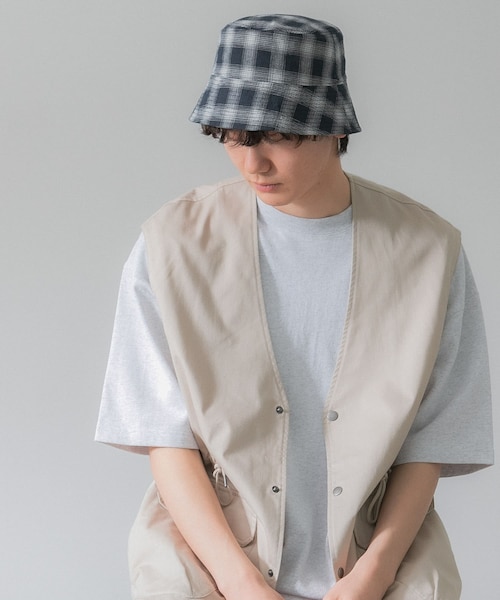 SENSE OF PLACE by URBAN RESEARCH（センスオブプレイスバイアーバンリサーチ）の「『ユニセックス』チェックバケットハットB（ハット・メンズ・BLACK/IVORY/NAVY・one）」の2枚目の写真