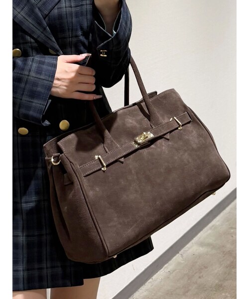 MERCURYDUO（マーキュリーデュオ）の「【MILLELA FIRENZE】スエードハンドバッグ（ハンドバッグ・レディース・ダークブラウン・F）」の2枚目の写真