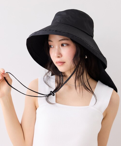 VIS(ビス)の「マイナス18℃ネックカバーつきUVハット/遮熱・UVカット・撥水(ハット・レディース・ブラック/ベージュ・F)」の7枚目の写真