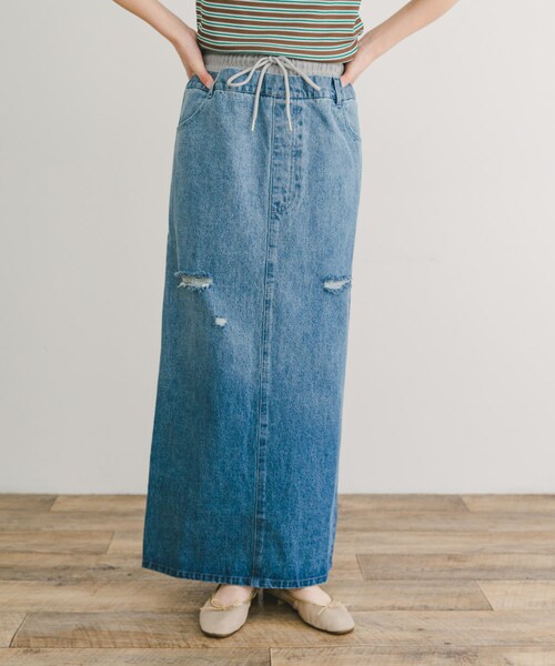 ITEMS URBANRESEARCH（アイテムズ アーバンリサーチ）の「ダブルウエストデニムスカート（デニムスカート・レディース・BLU/BLK・FREE）」の10枚目の写真