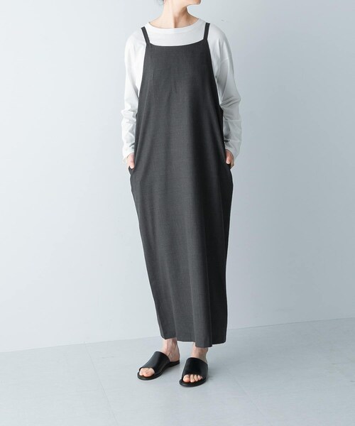 かぐれ（カグレ）の「『2WAY仕様』ウールトロVネックワンピース（ワンピース・レディース・CHARCOAL/BLACK・FREE）」の21枚目の写真