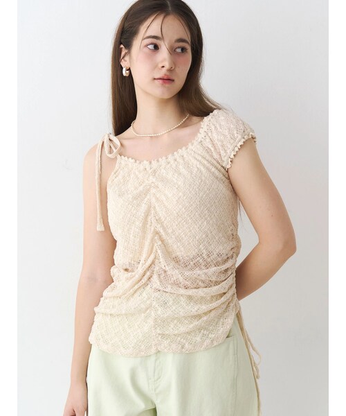 CALNAMUR（カルナムール）の「アシメスリーブレーストップス（タンクトップ・レディース・グレー/アイボリー/イエロー/ブルー/ブラウン・F）」の19枚目の写真