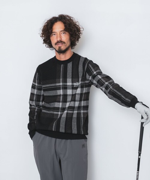 URBAN RESEARCH Sonny Label（アーバンリサーチサニーレーベル）の「OOPS　ビッグチェックニット（ニット/セーター・メンズ・BLACK/BEIGE/GREEN・M/L/XL）」の5枚目の写真