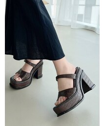 RESEXXY | スクエアトゥチャンキーヒールサンダル(サンダル)