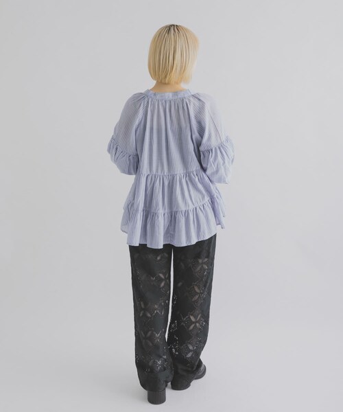 THE GOODLAND MARKET（ザグッドランドマーケット）の「FANAKA　ギャザーフリルブラウス（シャツ/ブラウス・レディース・BLUE/NAVY・Free）」の10枚目の写真