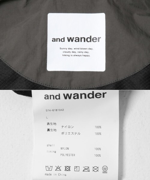 EKAL(エカル)の「and wander WATER REPELLENT LIGHT JACKET2(ブルゾン・メンズ・CHARCOAL/PINK・M/L)」の10枚目の写真
