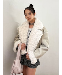 jouetie | フェイクムートンショートジャケット(ムートンコート)