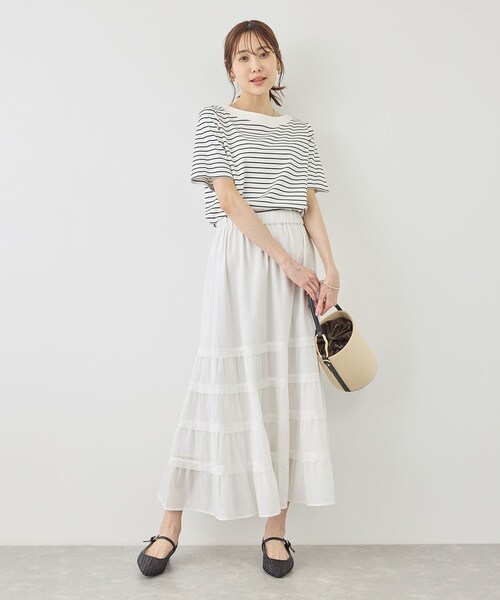 ROPE' PICNIC(ロペピクニック)の「コットンボイルティアードスカート(スカート・レディース・ブラック/ホワイト・F)」の10枚目の写真