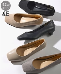 nissen | 【ゆったり幅広】スクエアトゥローヒールパンプス（ワイズ４Ｅ）(パンプス)