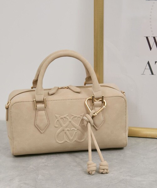 VIS(ビス)の「ロゴスエードミニボストンバッグ/2WAY(ボストンバッグ・レディース・ブラウン/ベージュ系/ピンク・F)」の3枚目の写真