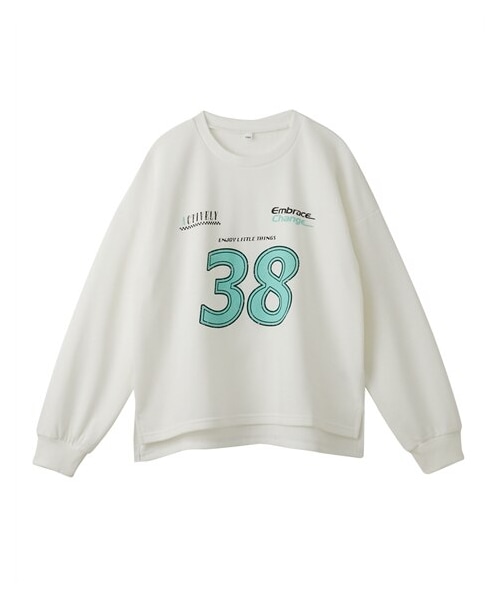 nissen（ニッセン）の「ビッグシルエットプリントスウェットトレーナー（女の子）（スウェット・キッズ・サックス/ピンク/杢グレー/オレンジ/黒/オフホワイト・140/150/160）」の8枚目の写真